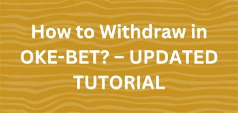 how to withdraw in okbet